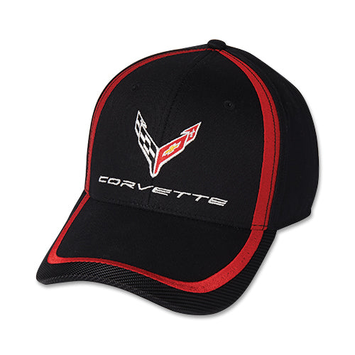 BLACK WITH RED STRIPE CORVETTE C8 CAP
