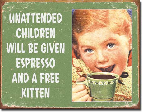 kids Espresso Kitten Tin Sign